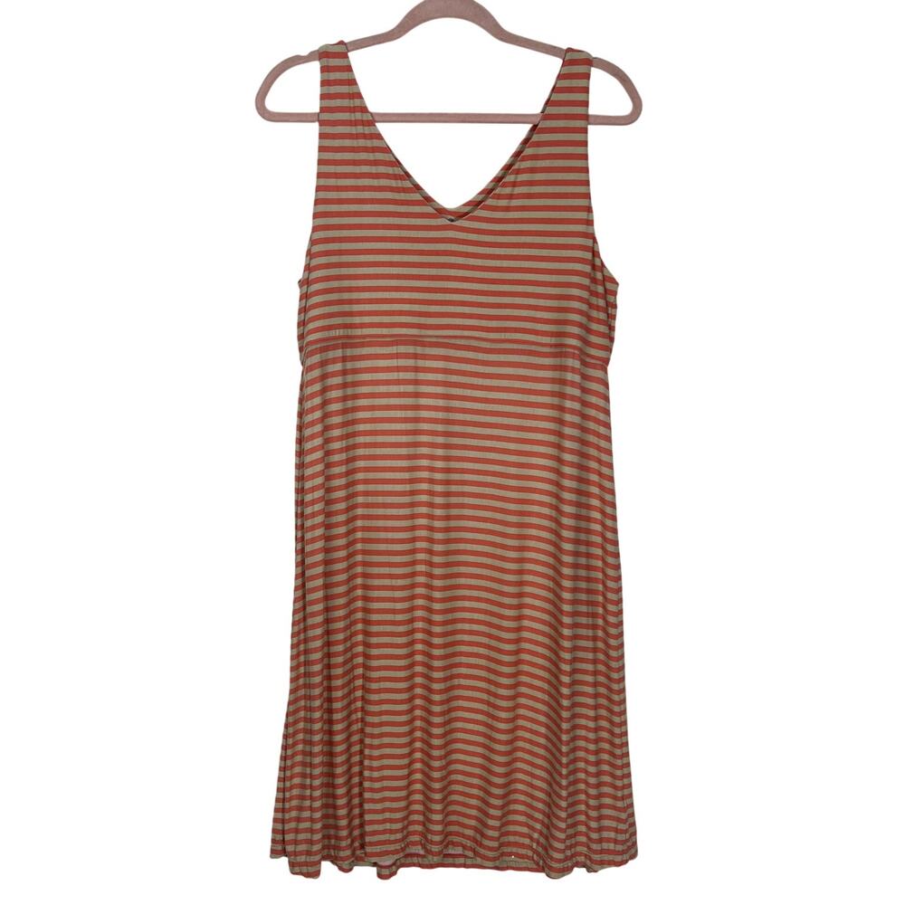 Athleta Pink & Taupe Sleeveless Aline Stretchy Knit Casual To Knee Dress Size XL